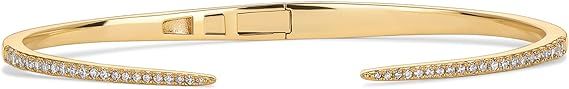 PAVOI 14K Gold Plated Cubic Zirconia Claw Bangle Bracelet | Elegant CZ Cuff Bracelets for Women | Amazon (US)