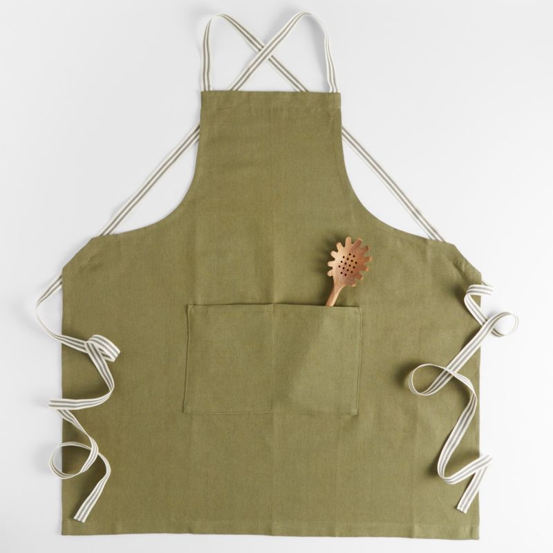 Oslo Cross-Back Green Apron with Pocket + Reviews | Crate & Barrel | Crate & Barrel