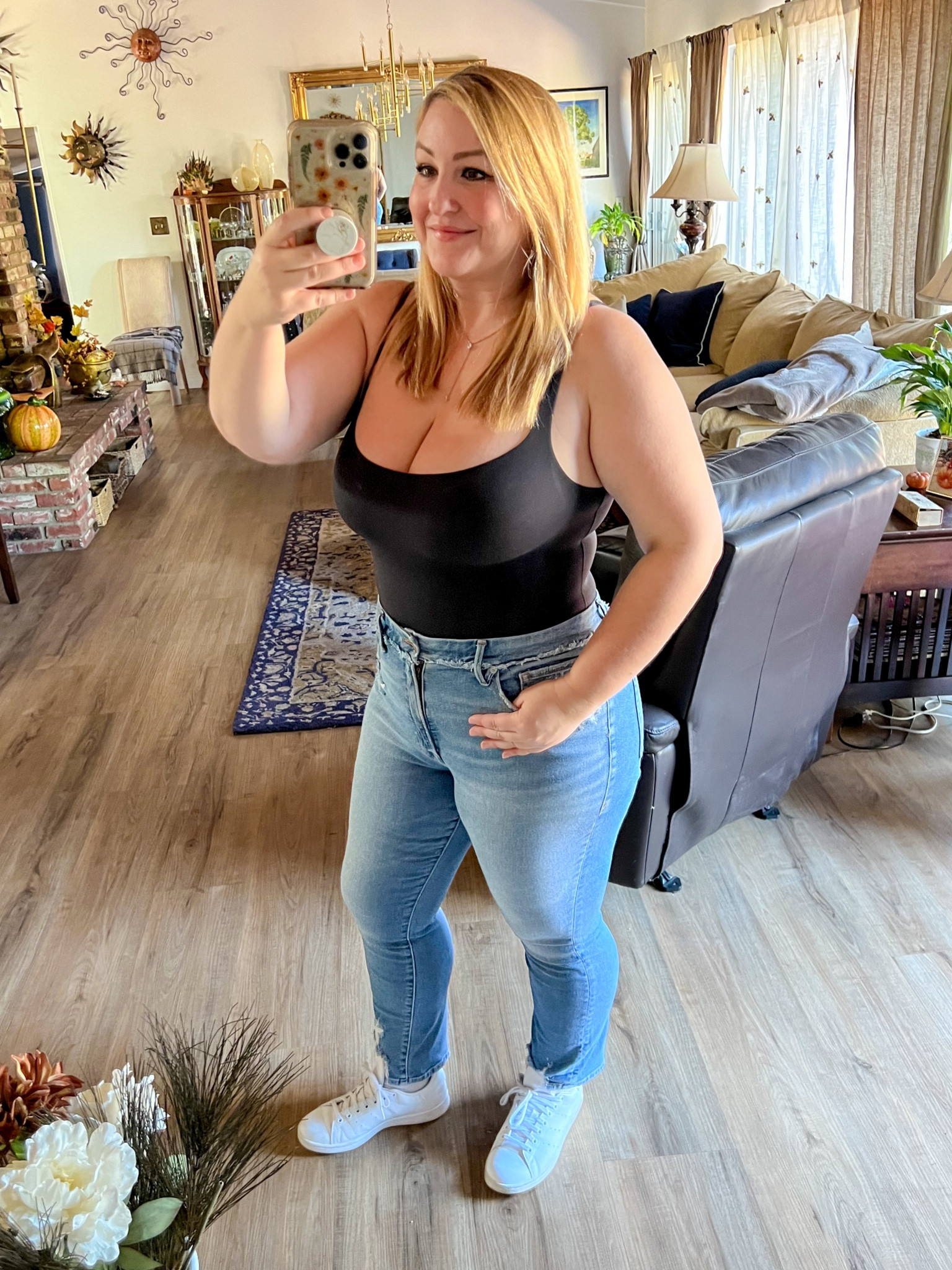 The best buttery soft bodysuit must have 
Wearing size L
Jeans on SALE 20% off 
Wearing size 15

#LTKsalealert #LTKHolidaySale #LTKmidsize