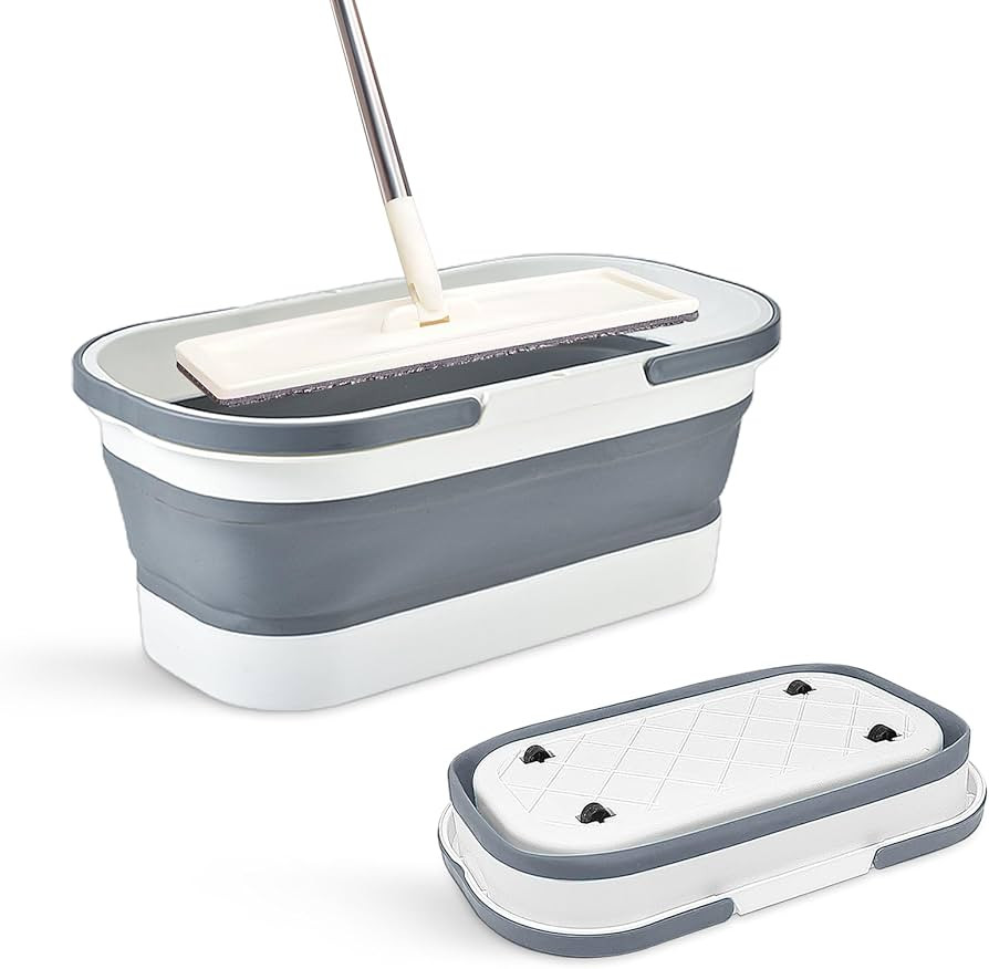 Collapsible Plastic Bucket with Wheels 12L (3.17 Gallon) for House Cleaning, Camping, and RV - Mu... | Amazon (US)