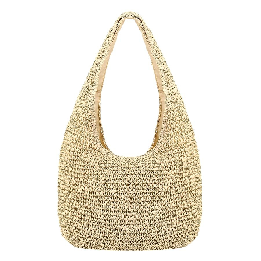 Naimo Women Straw Beach Shoulder Bag Woven Tote Handbag Large Handmade Weaving Summer Casual Hobo... | Amazon (US)