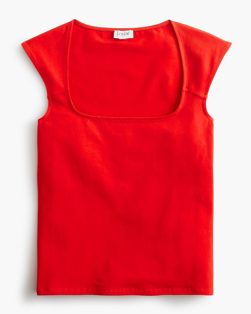 Cap-sleeve stretch cotton-blend squareneck tank top | J.Crew Factory