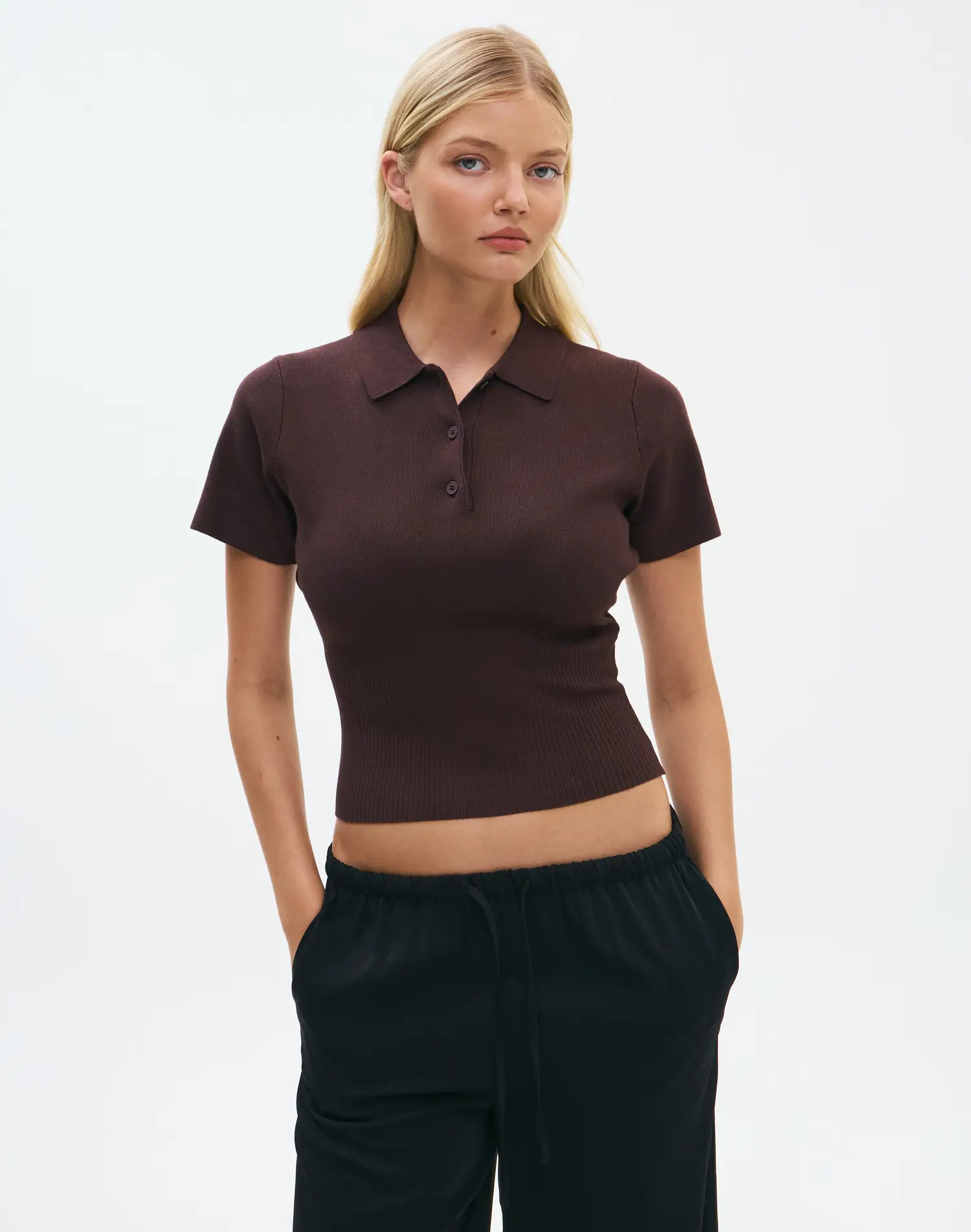 Knit Rib Waist Polo Top | Glassons (Australia)