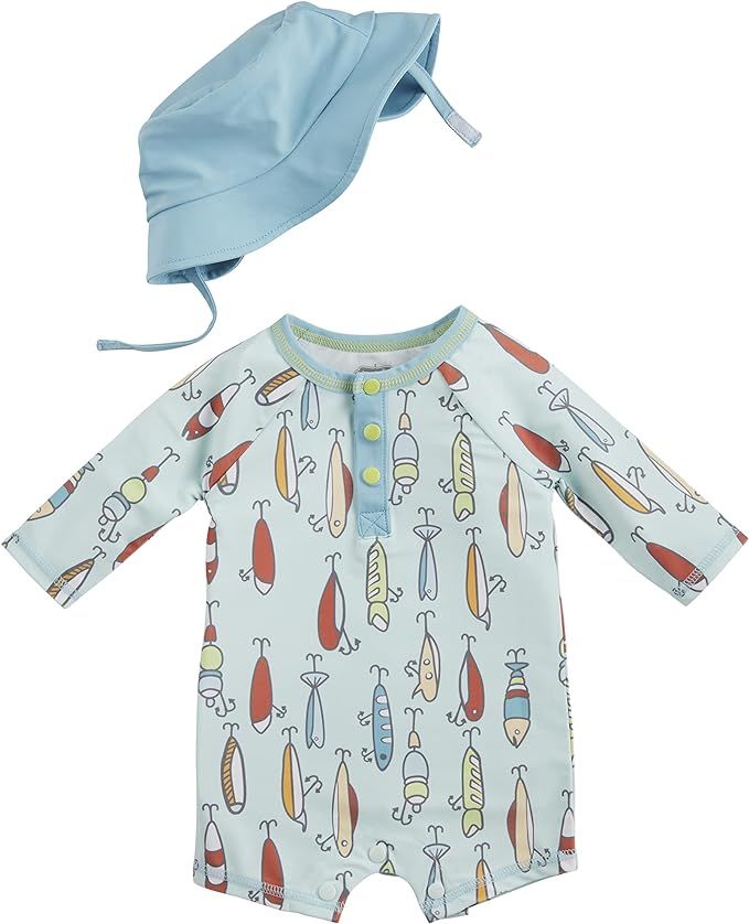 Mud Pie Boys Baby Rashguard Swimsuit and Hat Set | Amazon (US)