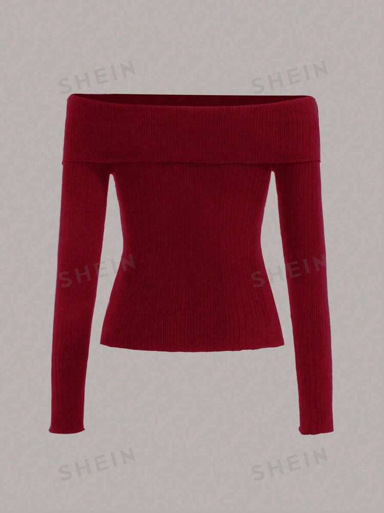 SHEIN MOOSTA Pullover Off Shoulder Sweater | SHEIN