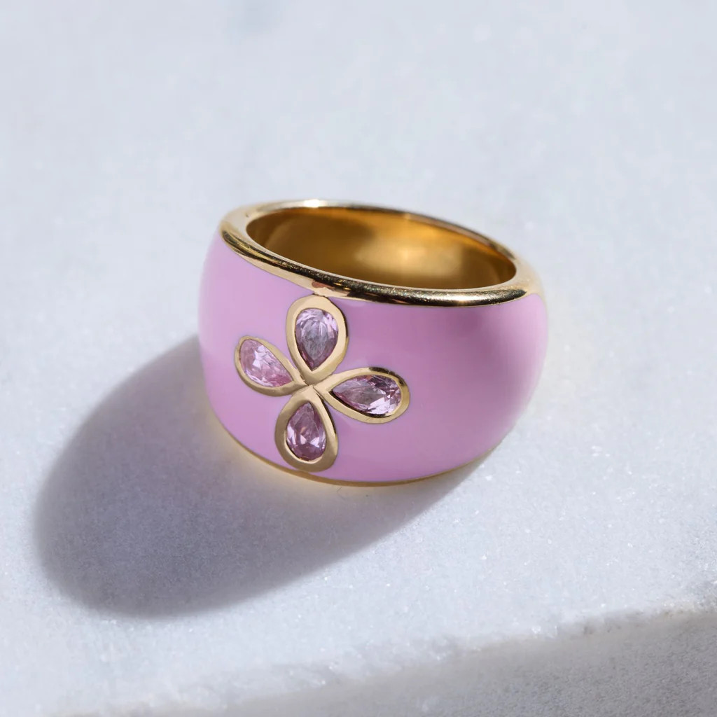 Pink Nickelmark Cigar Ring | Nickel and Suede