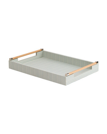20.5X14.5 Natia Faux Linen Handle Tray | TJ Maxx