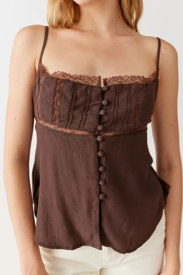 UO Louise Lace Babydoll Cami | Urban Outfitters (US and RoW)