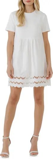 English Factory Mixed Media Scallop Hem Minidress | Nordstrom | Nordstrom