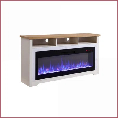 Electric Fireplace TV Stand - Fits TVs, White Smart Fireplace | Temptered Glass+Stainless Steel+ MDF | Electric | Wayfair North America