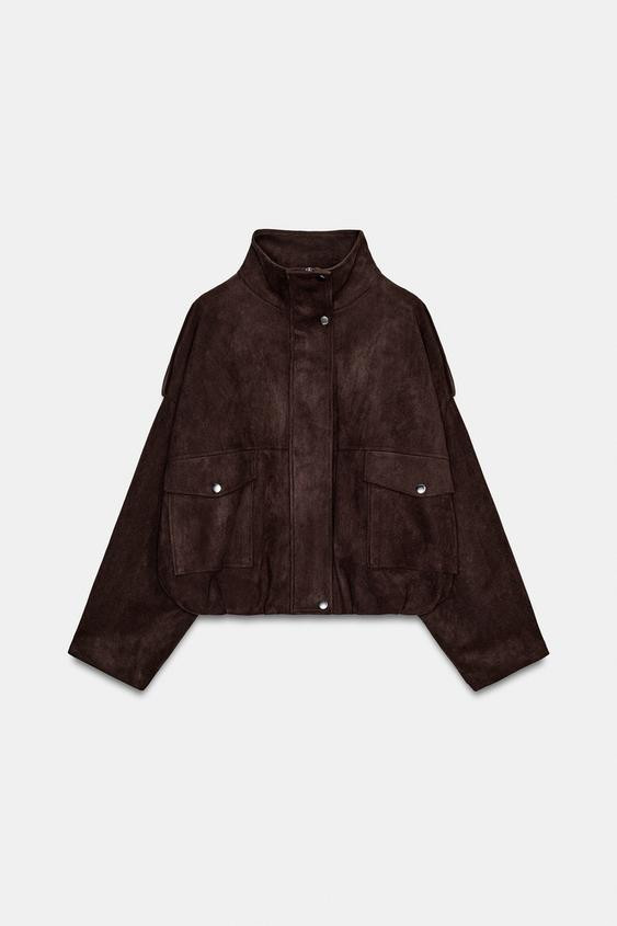FAUX SUEDE JACKET WITH SHOULDER TABS | Zara US