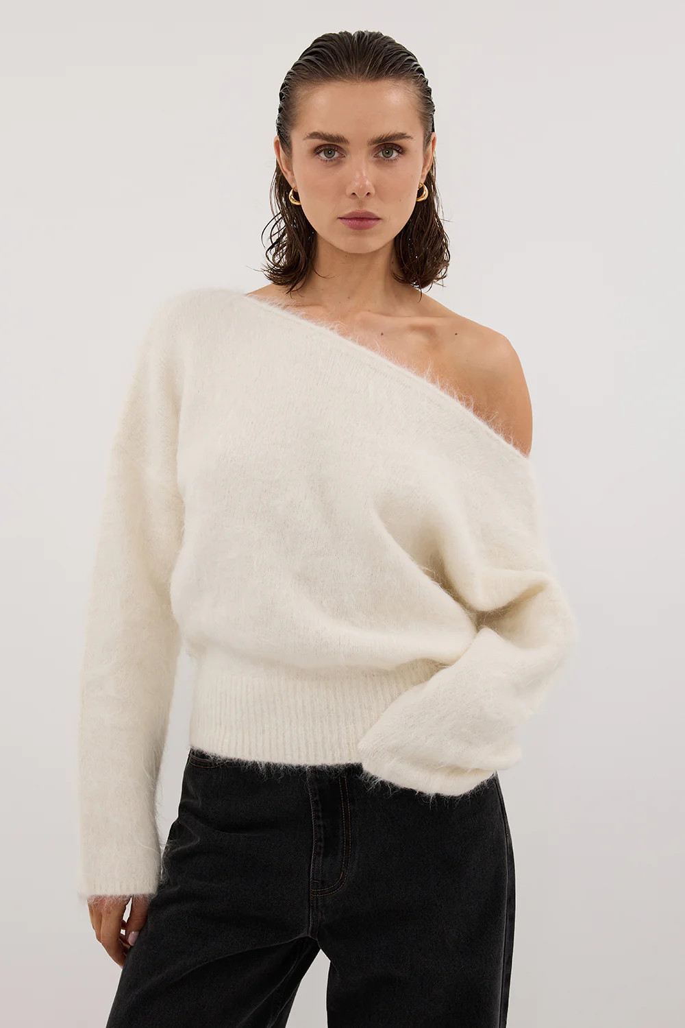 SALMA IVORY ASYM KNIT JUMPER | DISSH