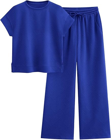 PRETTYGARDEN 2 Piece Outfits For Women Casual Tracksuit Short Sleeve Tops And Wide Leg Long Pants... | Amazon (US)