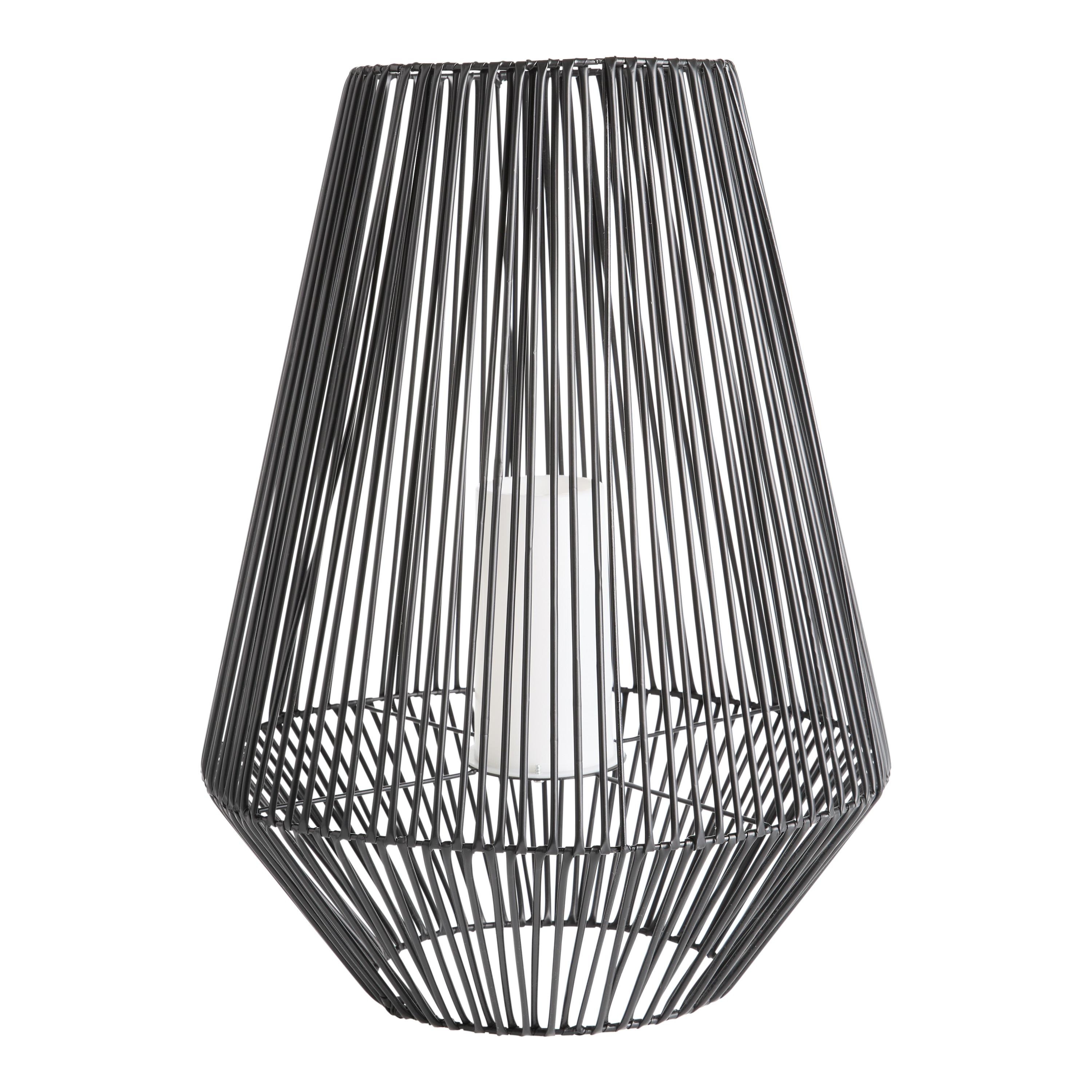 Black Woven Rope LED Outdoor Hurricane Candle Holder | World Market