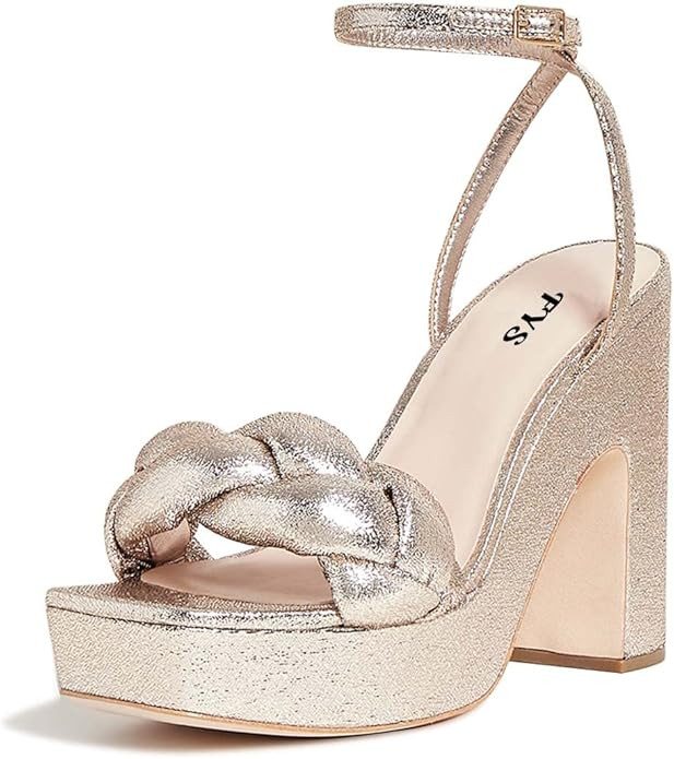 FYS Women Braided Platform Ankle Strap Sandals Open Toe Chunky High Heels Suede Dress Evening Par... | Amazon (US)