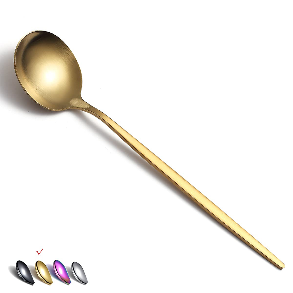 Matt Gold 6 Piece Dinner Spoons - 8.1'' Stainless Steel Tablespoons, Soup & Dessert Spoons, Silve... | Amazon (US)