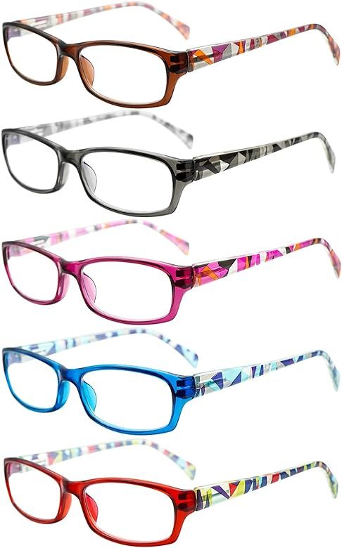 5 Pack Computer Reading Glasses Men and Women Anti Eyestrain Blue Light Blocking Glasses for Reading | Amazon (US)