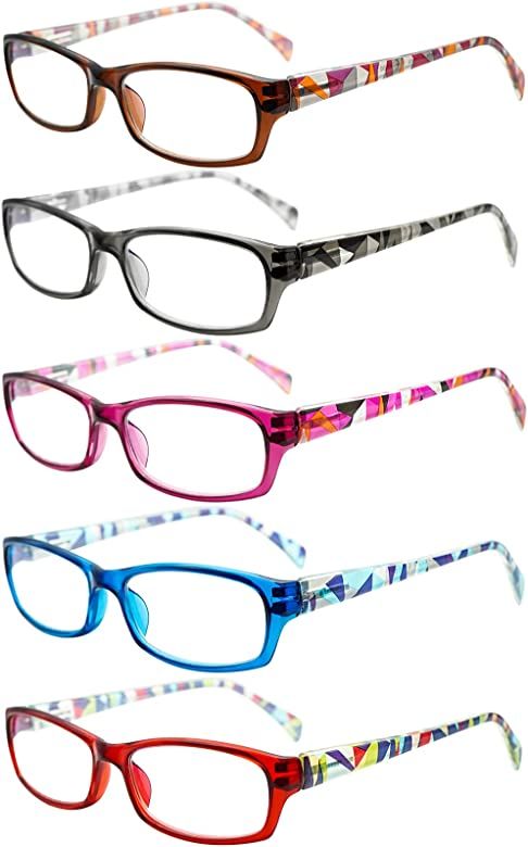 5 Pack Computer Reading Glasses Men and Women Anti Eyestrain Blue Light Blocking Glasses for Reading | Amazon (US)