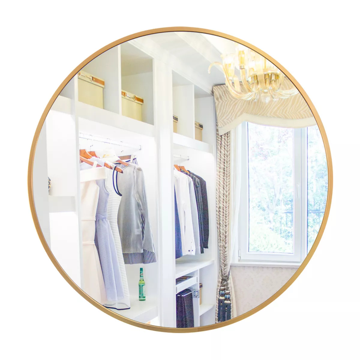 Alani Wall Mounted Round Mirror with Brushed Aluminum Frame Large Circle Mirror For Wall,Circle B... | Target