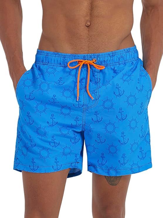 SILKWORLD Mens Swimming Trunks 5 Inch Inseam Swim Shorts Summer Bathing Suit Swimwear Beachwear w... | Amazon (US)