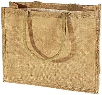 (Pack of 12) Jute/Burlap Tote Bags Soft Cotton Handles Laminated Interior (Large, Natural) | Amazon (US)