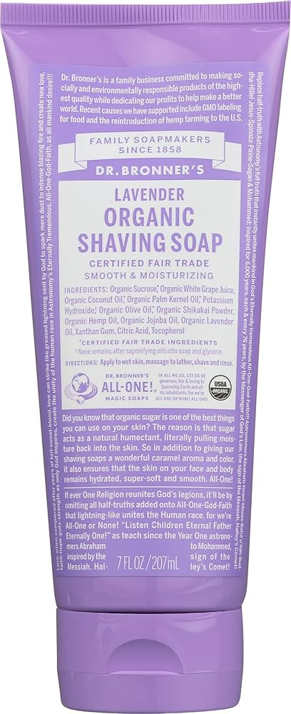 Dr. Bronner's Organic Lavender Shaving Soap, Vegan, Non GMO, 7 Fluid Ounce (Pack Of 1) | Amazon (US)