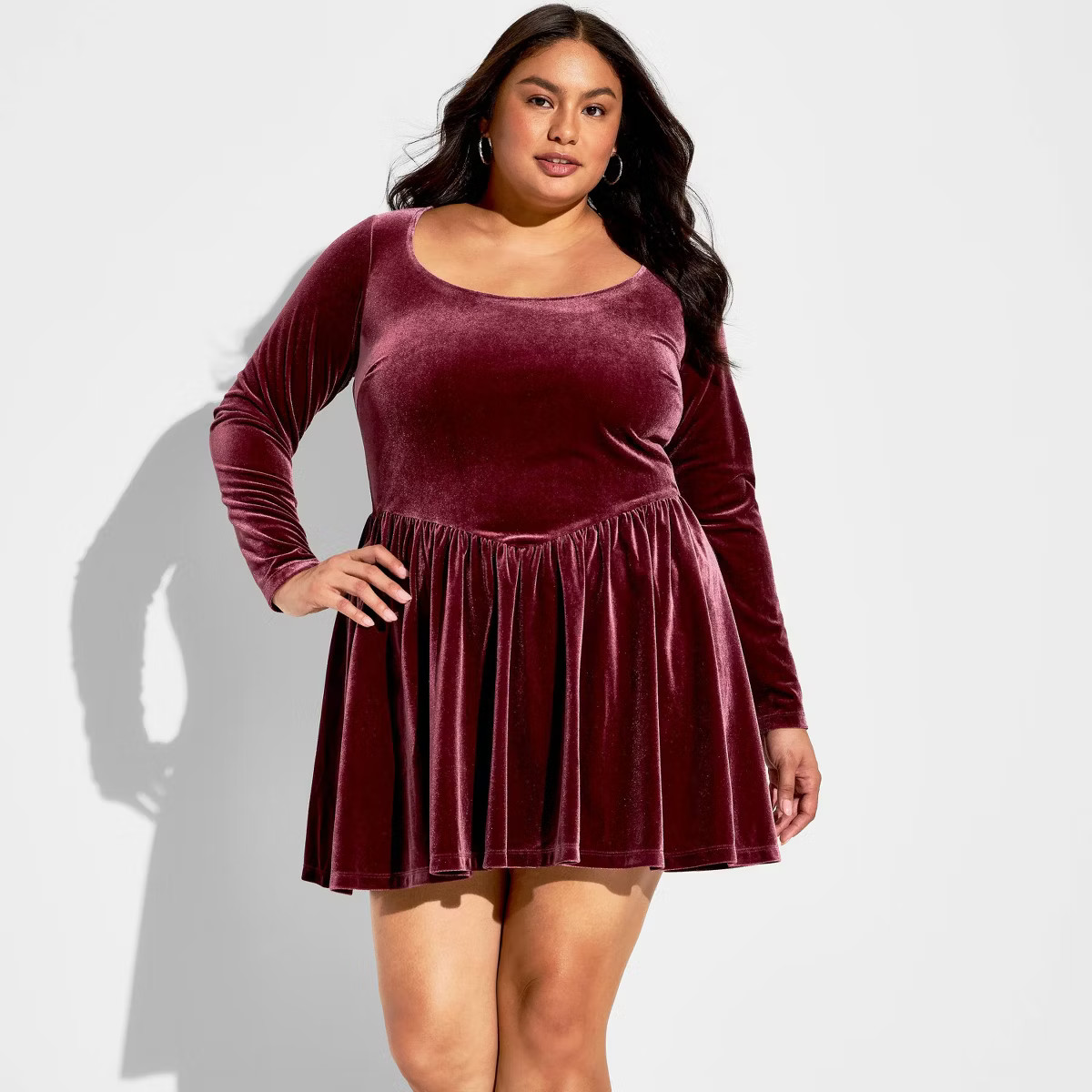 Women's Velvet Long Sleeve Mini A-Line Dress - Wild Fable™ | Target