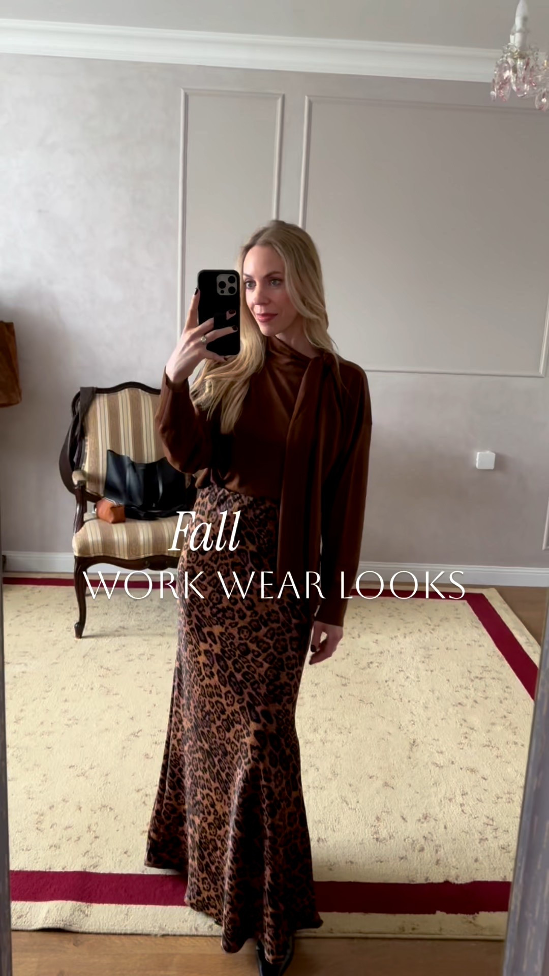 Fall workwear looks, fall office style, tie neck sweater, leopard print skirt, oversized blazer outfits, stirrup leggings, suede blazer 

#LTKOver40 #LTKFindsUnder100 #LTKWorkwear