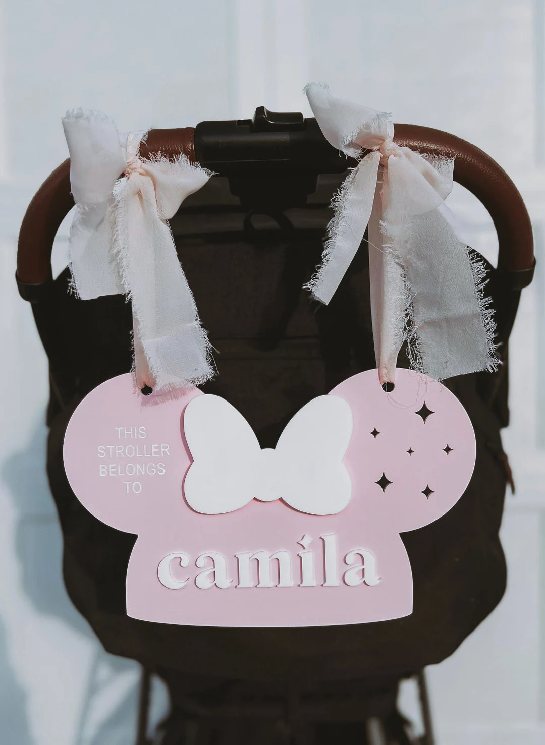 This Stroller Belongs to Disneyland Sign Minnie Mouse Sparkle Acrylic Sign Custom Tag Disneyworld... | Etsy (US)