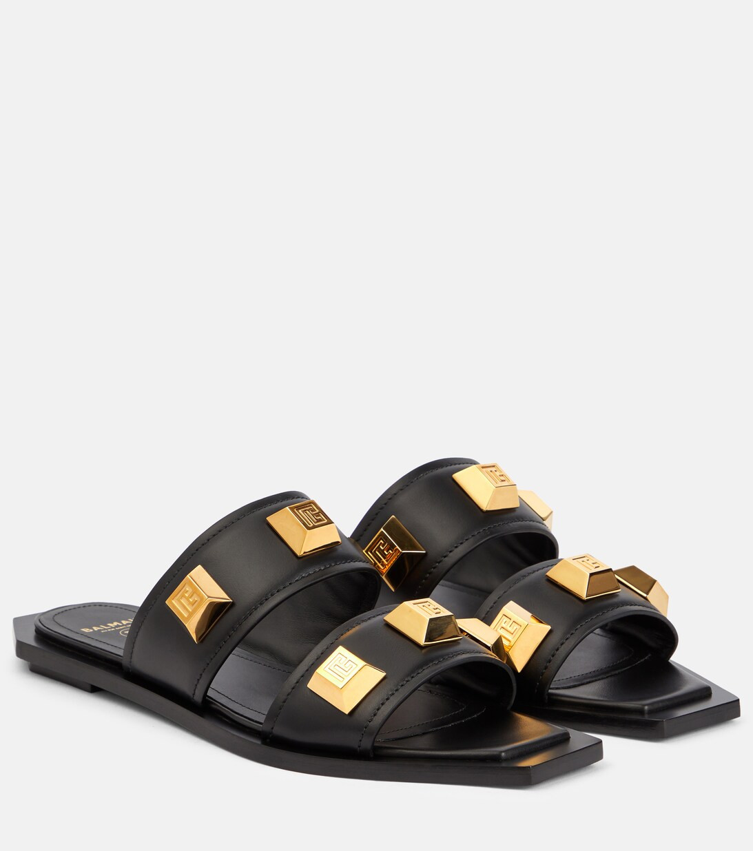 BalmainStudded leather slides | Mytheresa (INTL)