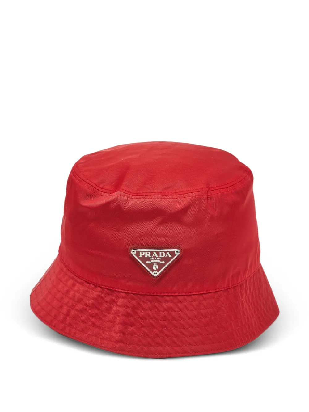 Prada Pre-Owned Enamel Triangle Logo Bucket Hat | Red | FARFETCH | Farfetch Global