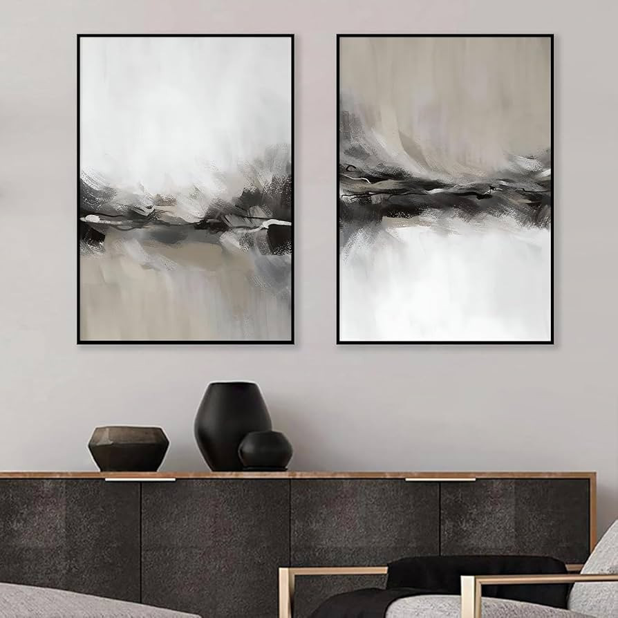 Brown Black Beige Wall Art Beige Abstract Posters Brown and Beige Artwork Abstract Landscape Pict... | Amazon (US)