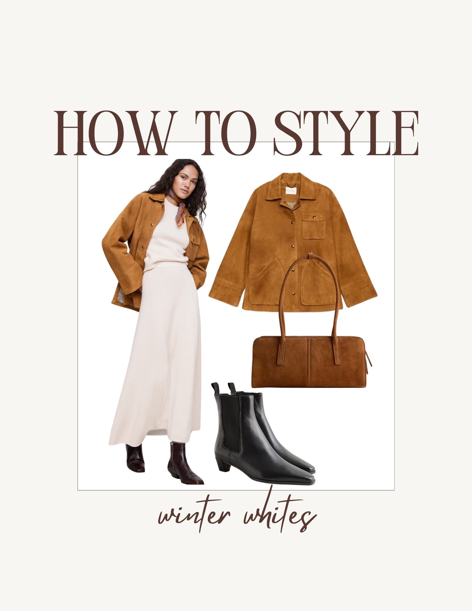 How to style a cream sweater skirt with a suede jacket and boots for the winter. I love the combo of neutrals for this look  

#LTKgrwm #LTKSeasonal #LTKootd