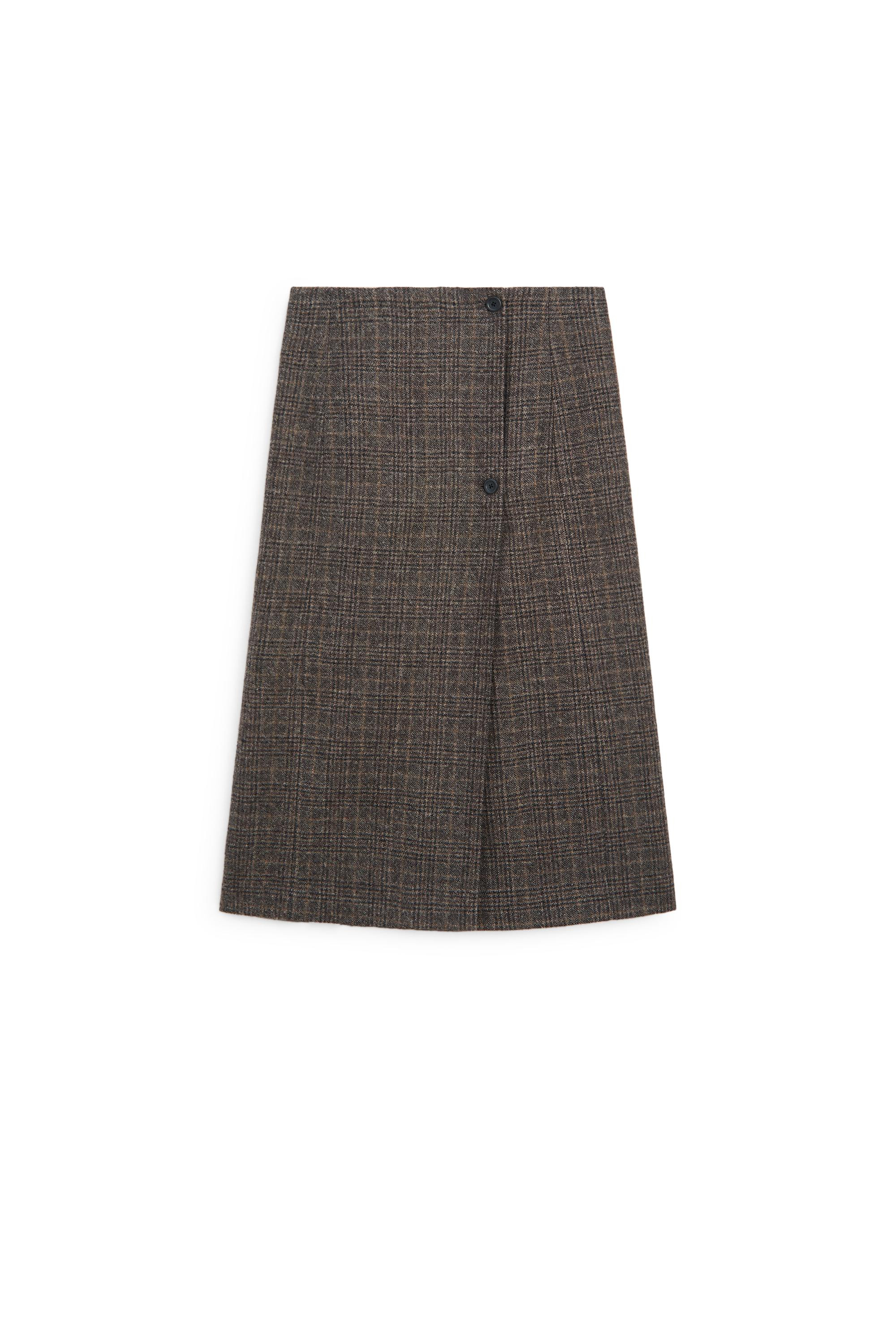 Button-detail wrap midi skirt - MOLE BROWN | Massimo Dutti US