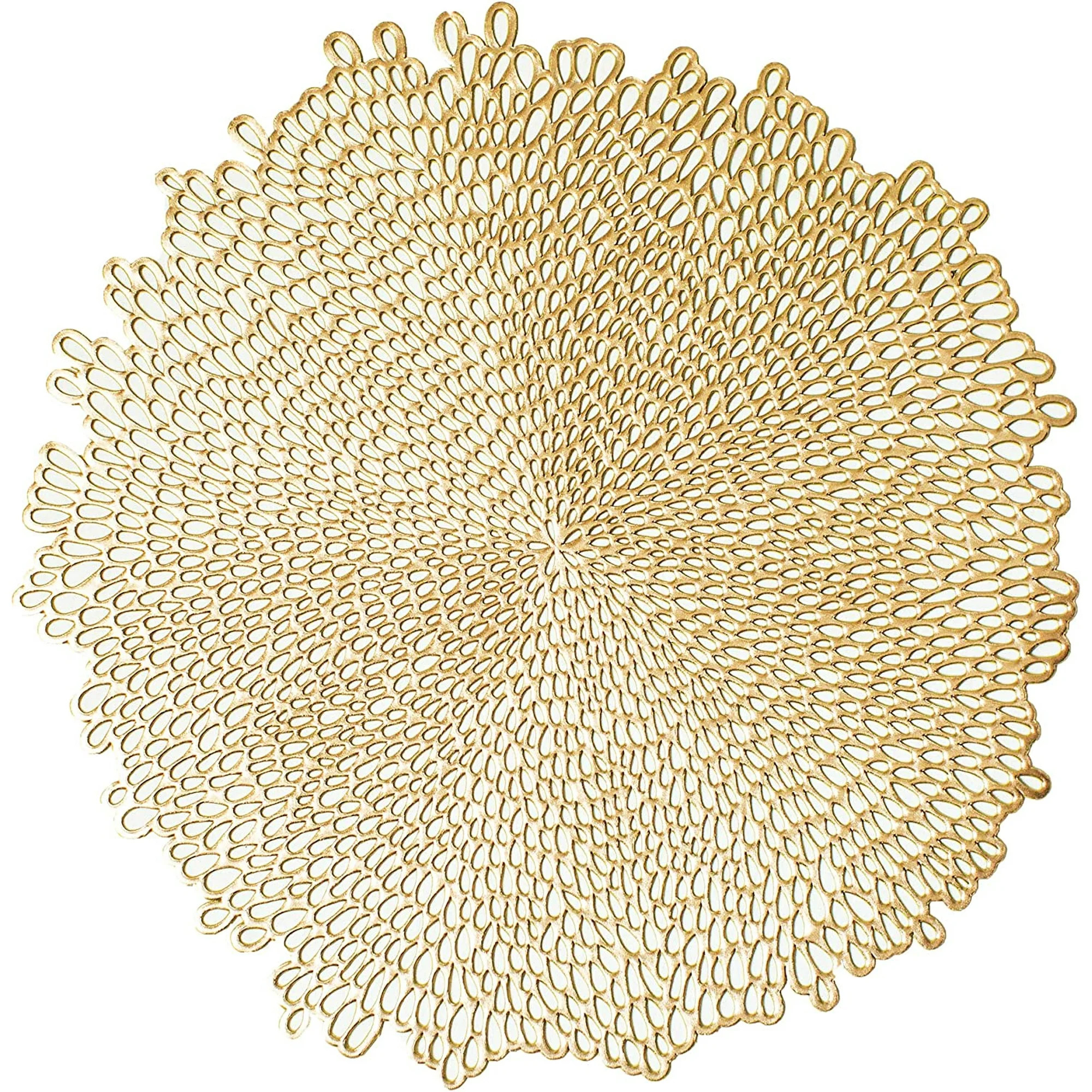 Bloom Pressed Vinyl Placemat Set of 4 (15.5" Round, Set of 4, Gold) - Walmart.com | Walmart (US)