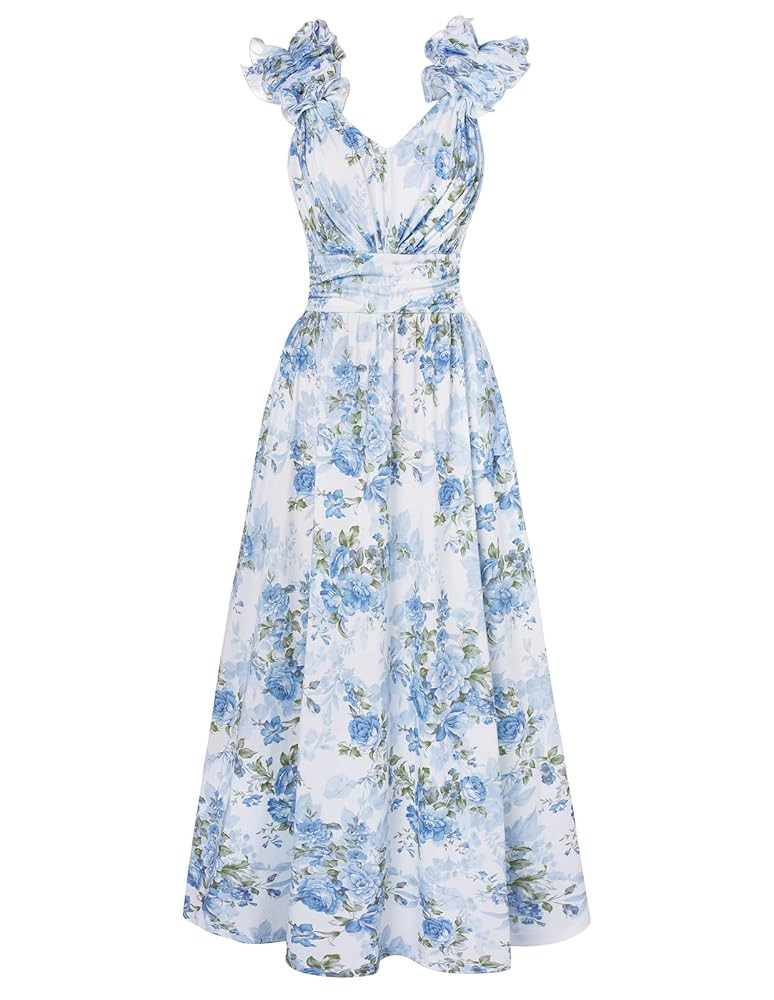 GRACE KARIN 2025 Women's Summer Floral Print Dress Sleeveless Casual Flowy Sundress A Line Ruffle... | Amazon (US)