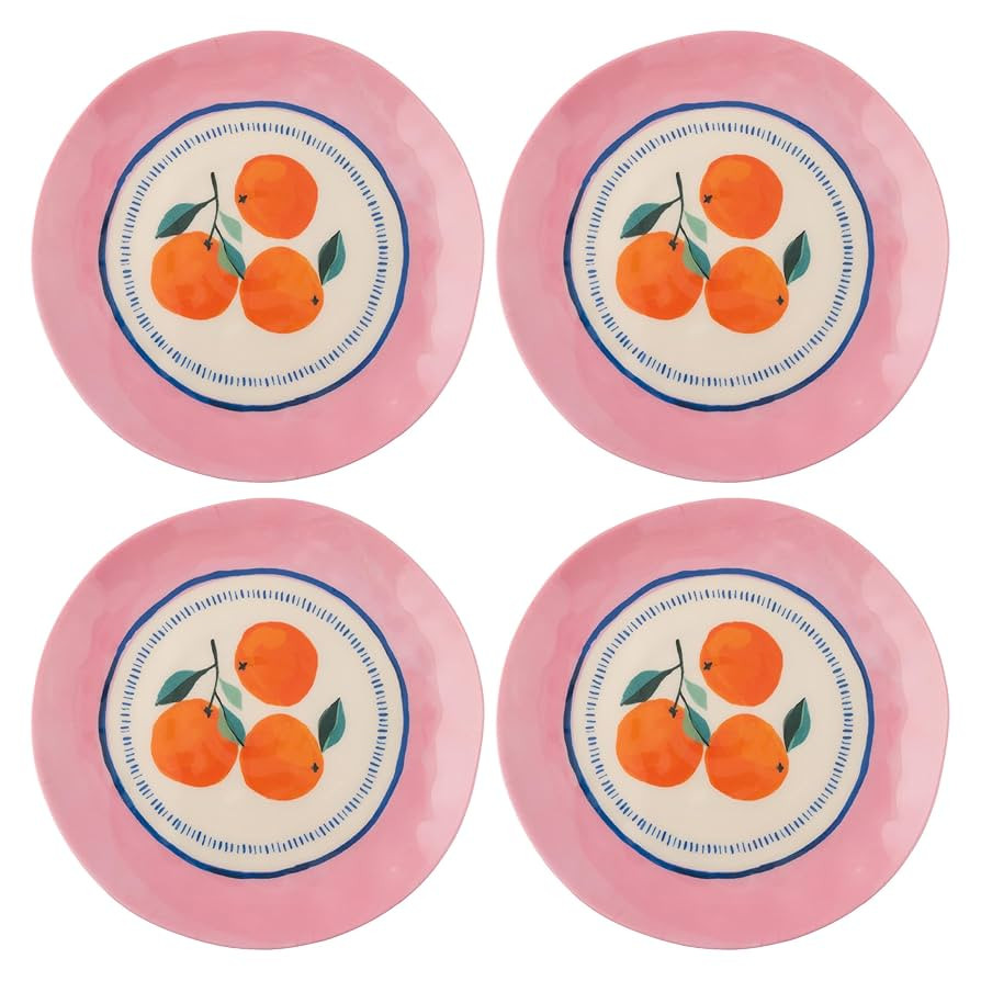 Karma, 8.75 inches Melamine Salad Plates Set of 4, Reusable Dishwasher Safe Plates for Outdoor an... | Amazon (US)