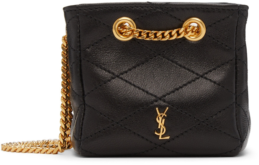 Black Lambskin Quilted Baby Bucket Bag | SSENSE