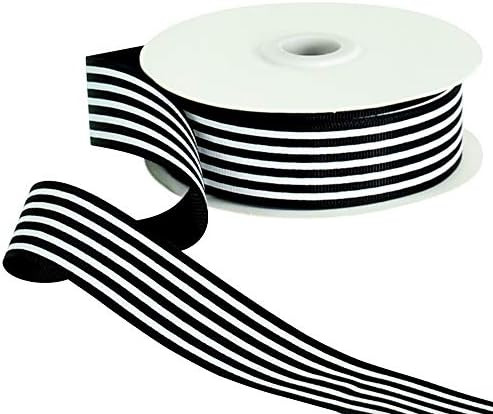 Morex Ribbon Polyester Grosgrain Striped Decorative Ribbon, Black, 7/8 in | Amazon (US)
