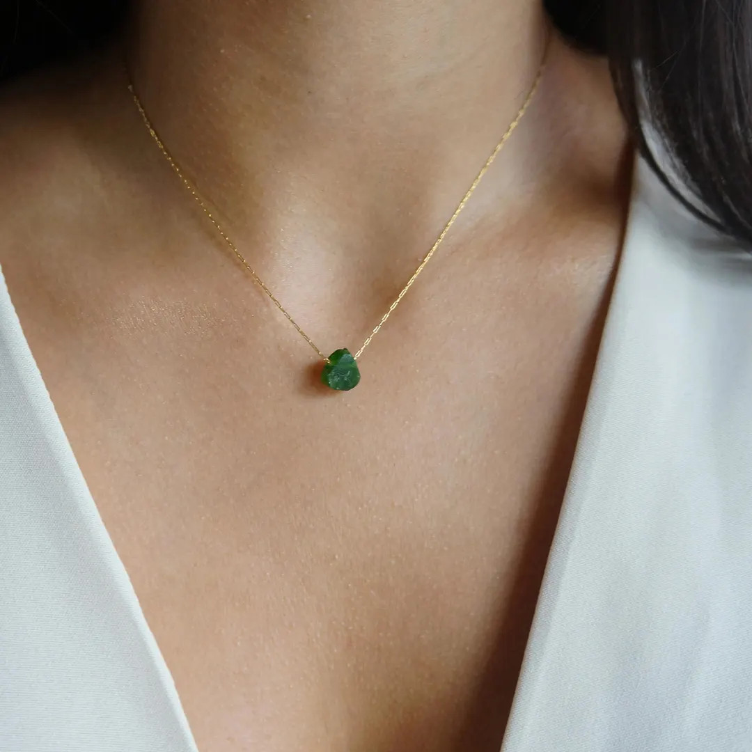 Raw Chrome Diopside Necklace: Natural Green Gemstone Pendant | Etsy (US)