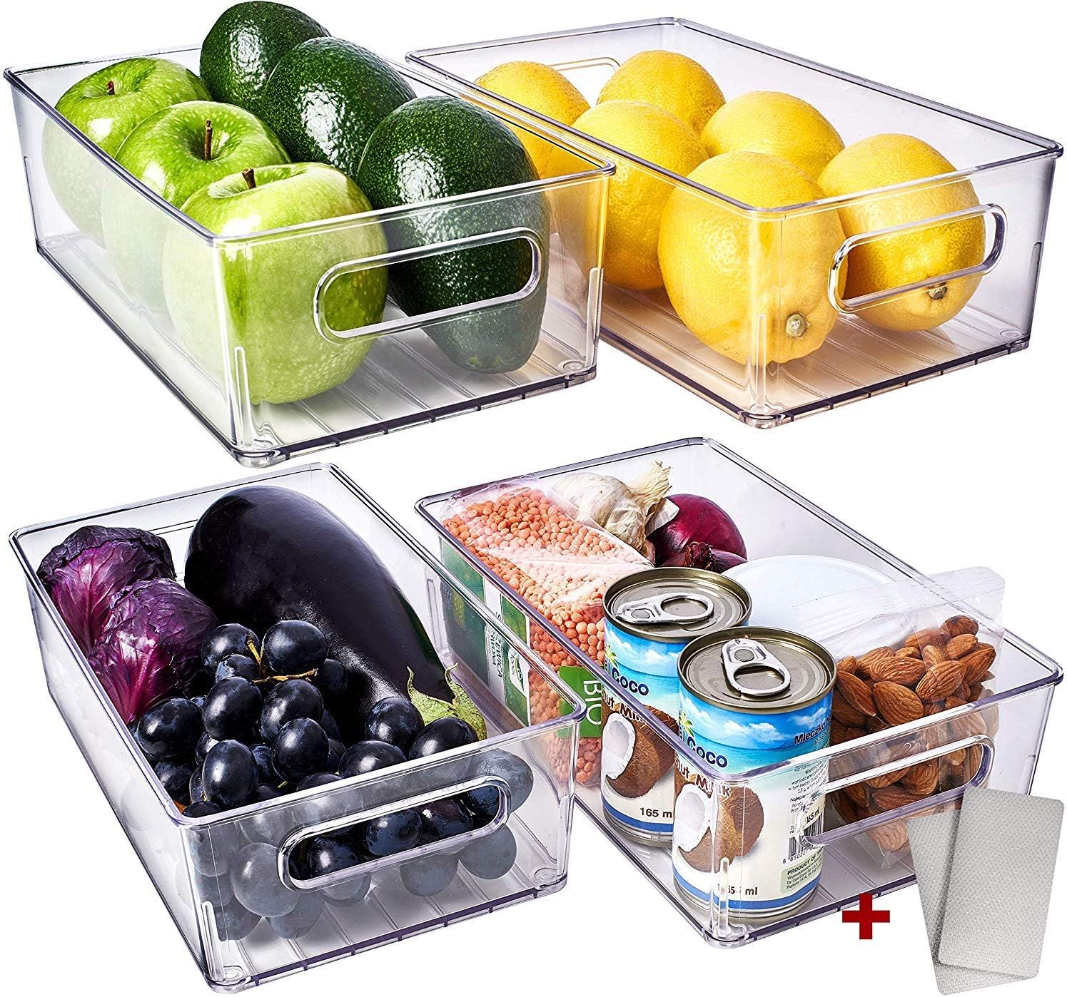 Fullstar Fridge Organizer Bins 4 Pack - Refrigerator Organizer Bins Freezer Organizer Stackable R... | Amazon (US)