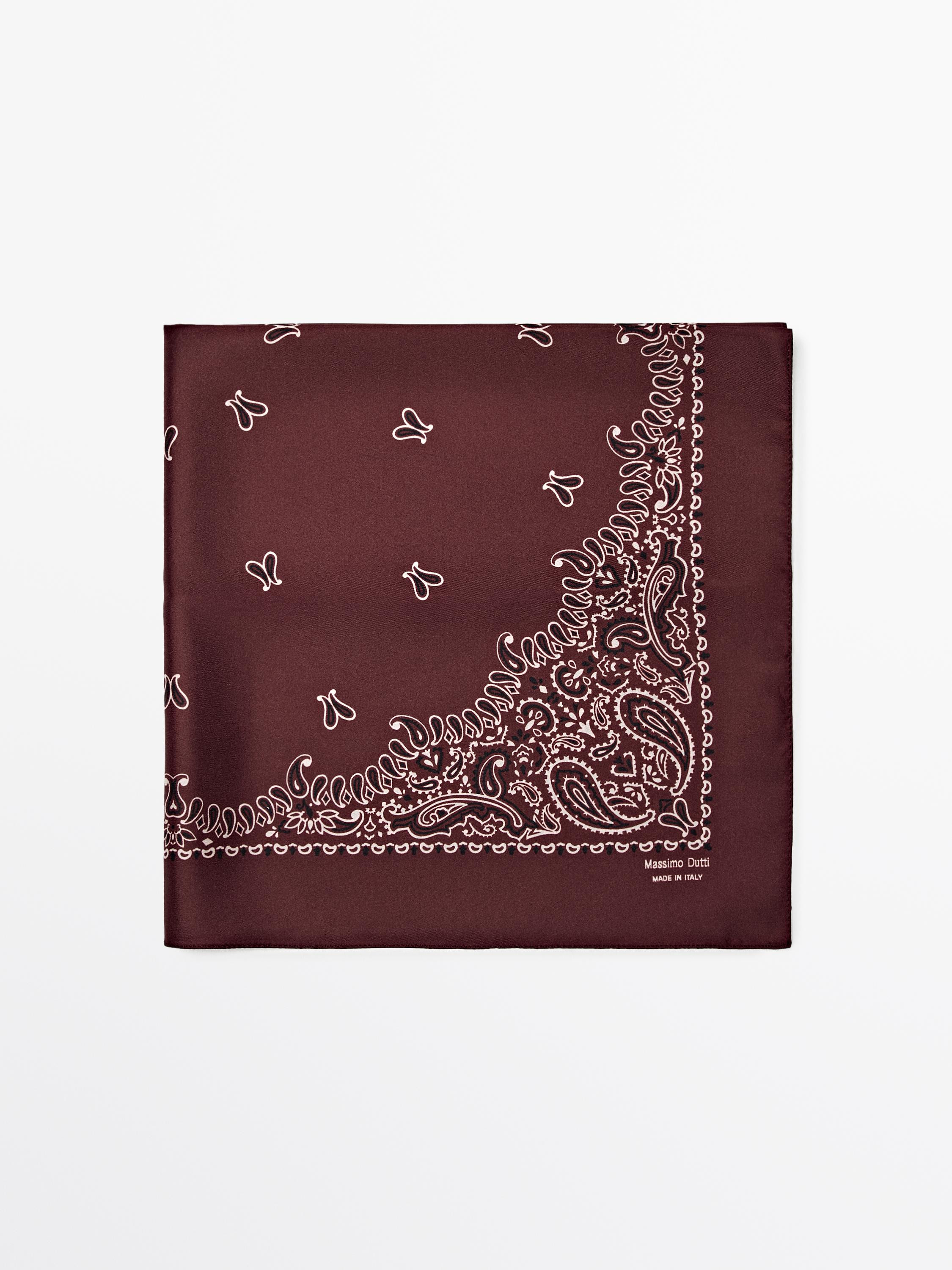 Paisley print 100% silk bandana | Massimo Dutti US