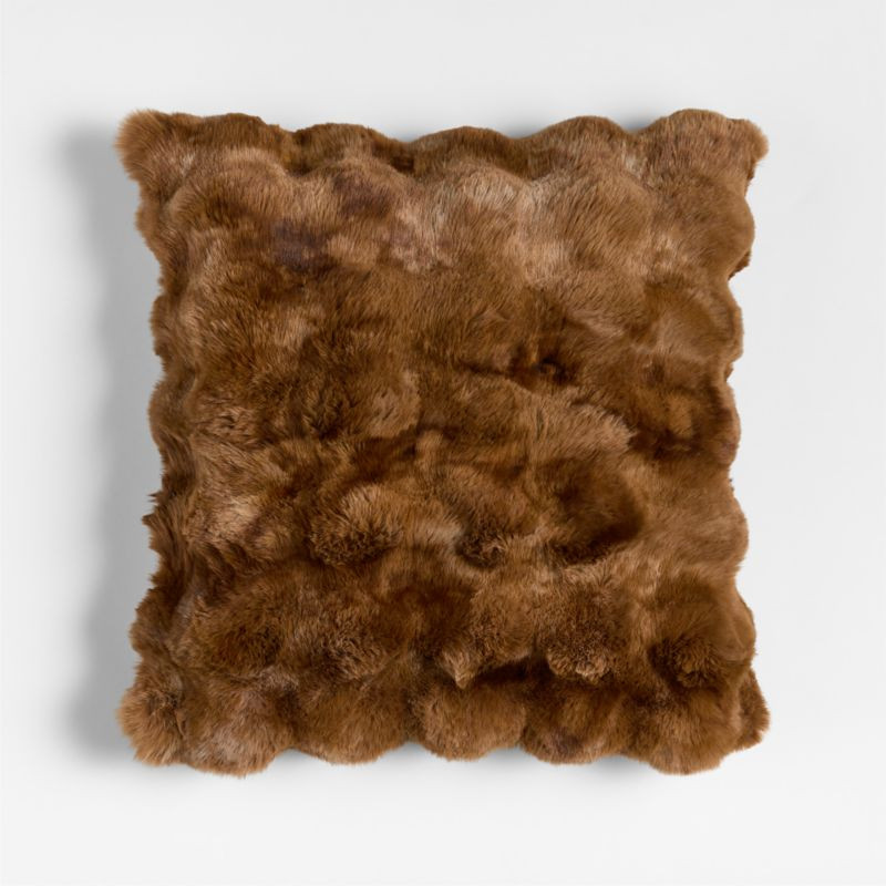 Textured Faux Fur 20"x20" Maple Brown Throw Pillow Cover + Reviews | Crate & Barrel | Crate & Barrel