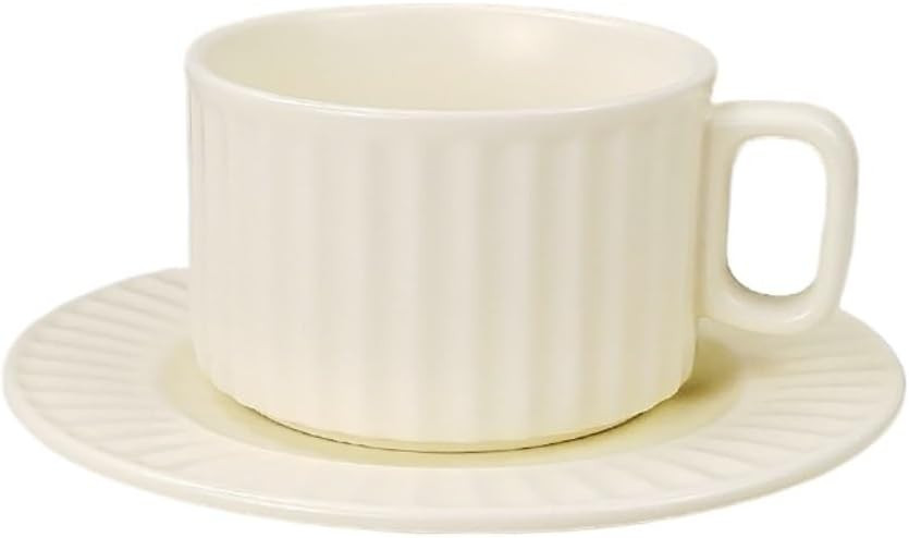 Fresh Vertical - striped Cup and Saucer Sets, Light Green and Off - white Combination, Enjoy Leis... | Amazon (US)