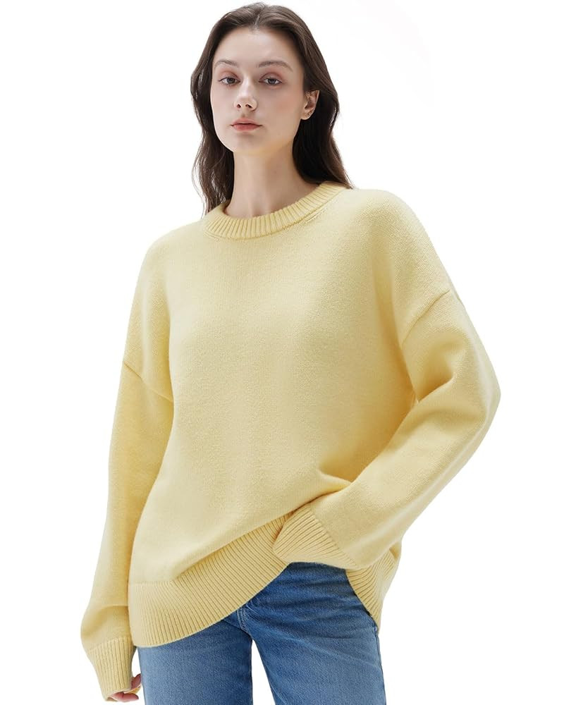 SUUKSESS Women Cashmere Oversized Long Sleeve Pullover Sweater Crew Neck Jumpers | Amazon (US)