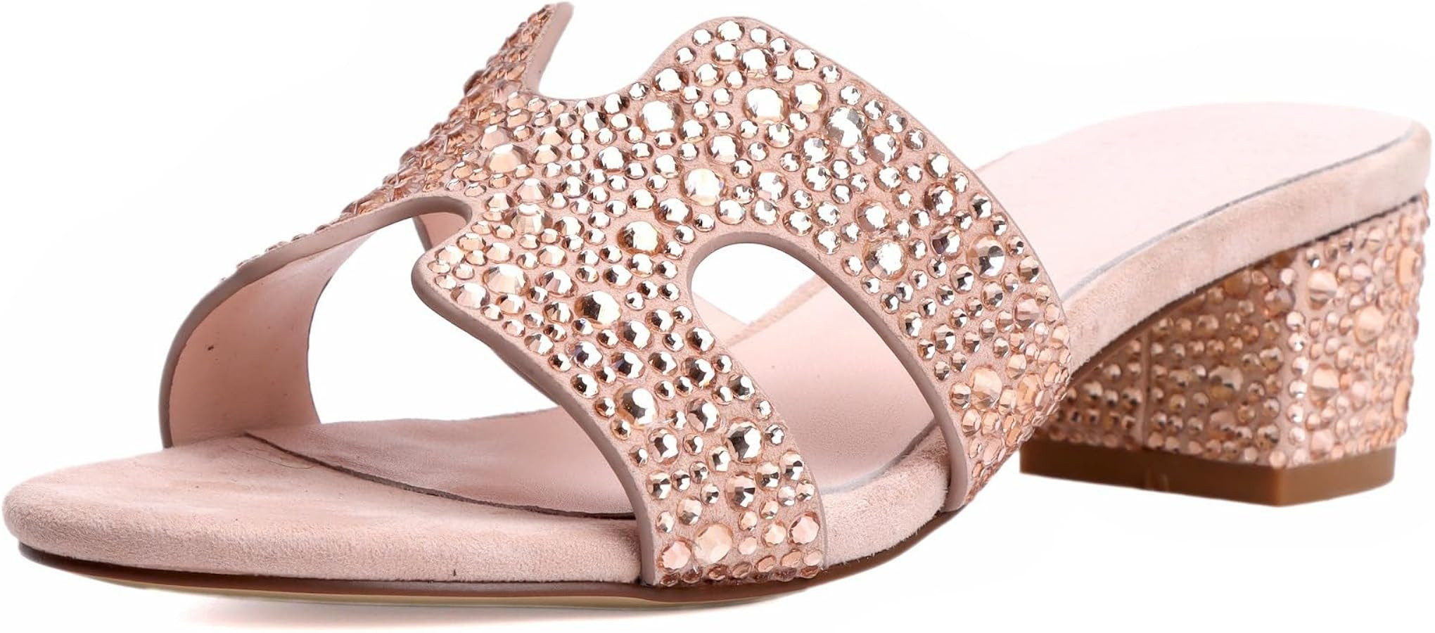 XOBZJH Evening Dress Shoes Rhinestone Black Block Heeled Sandals for Women 2025,Designer Luxury C... | Amazon (US)