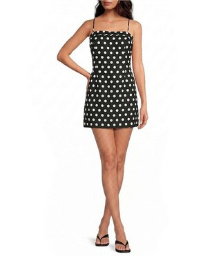 Allison Polka Dot Square Neck Sleeveless Mini Linen Dress | Dillard's