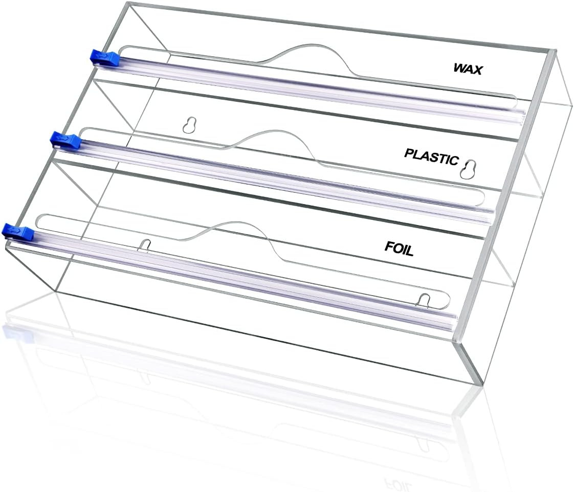 Amazon.com: MOVNO Plastic Wrap Dispenser with Cutter, 3 in 1 Acrylic Foil and Plastic Wrap Organi... | Amazon (US)