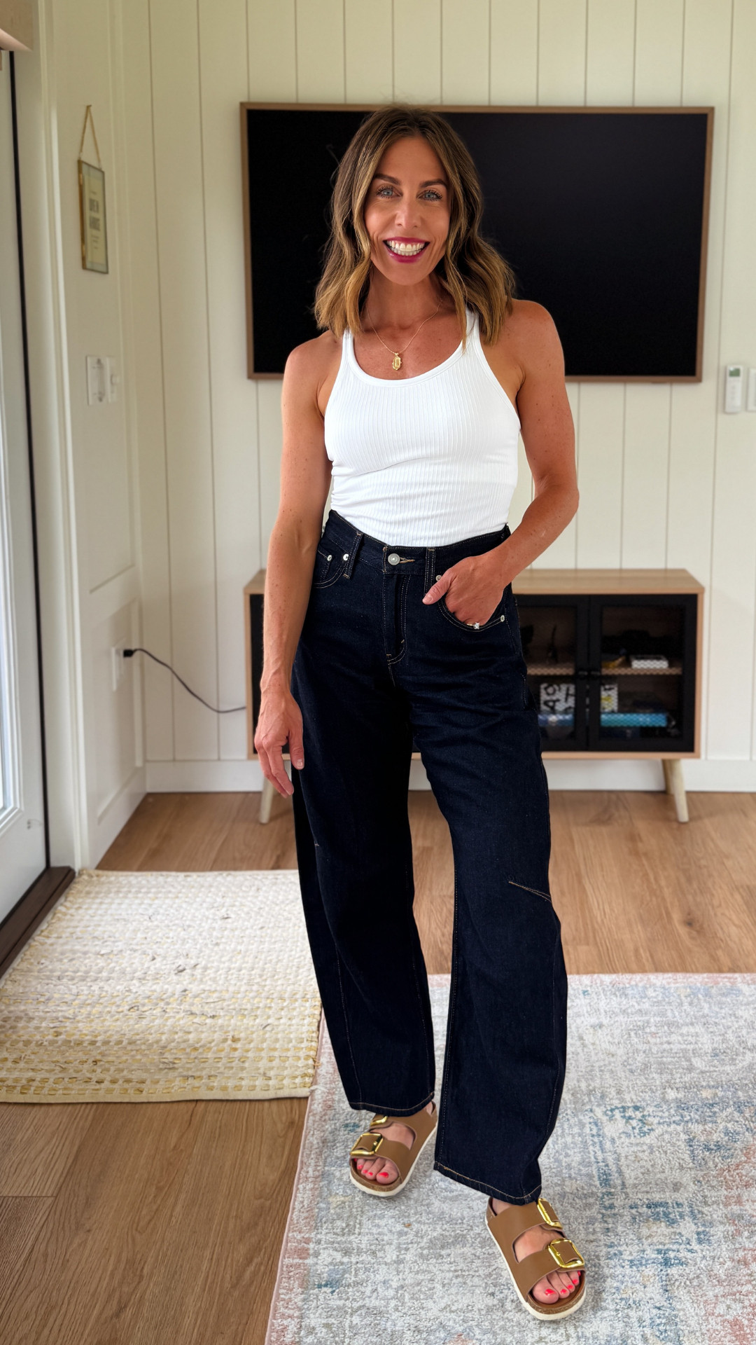 My favorite Levi barrel jeans. True to size! 

 #LTKgrwm #LTKOver40 #LTKPetite