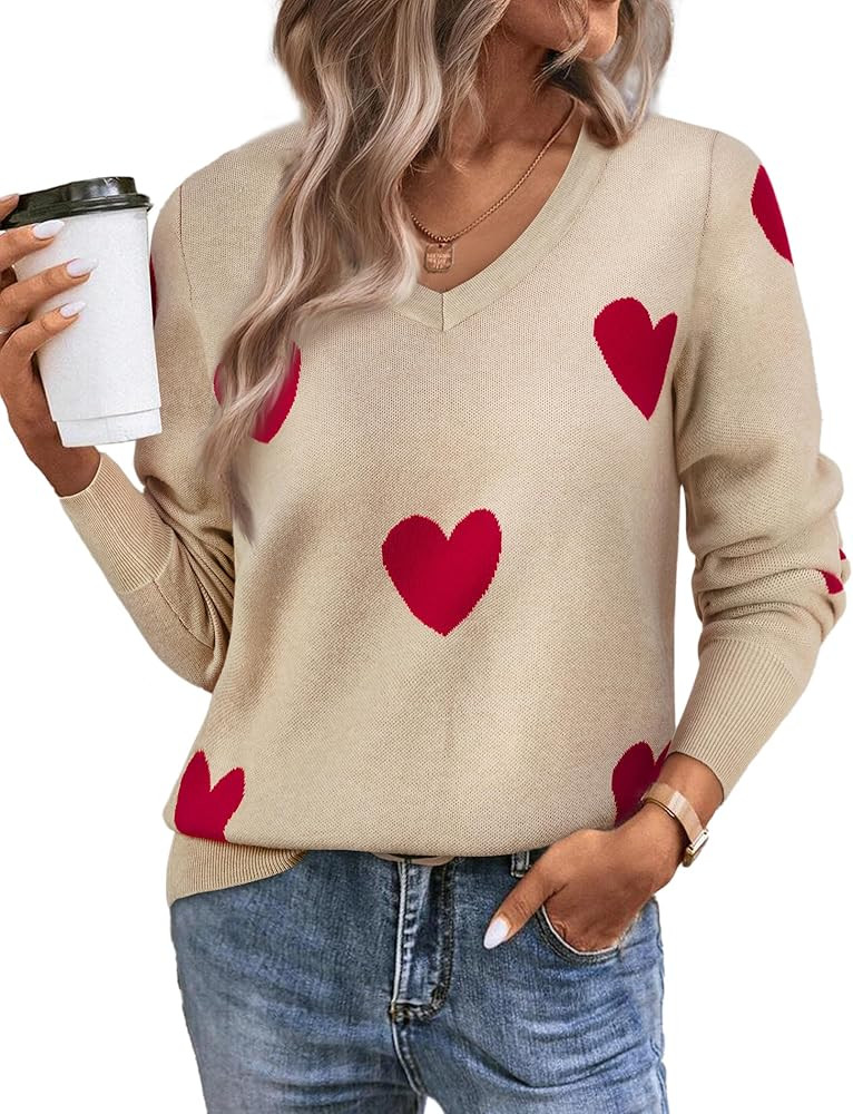 Women's Spring Sweaters 2025 Casual Thin Long Sleeve Pullover V Neck Lightweight Sweatshirts Cute... | Amazon (US)